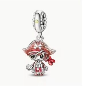 Pirate Charm Pendant - 925 sterling Silver and Red NWT